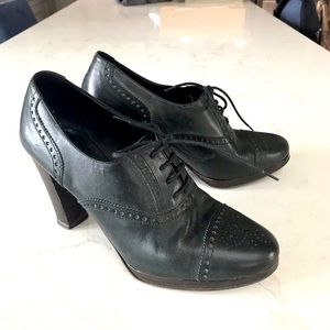 J Crew Black Leather Oxford Pump Heels 8M